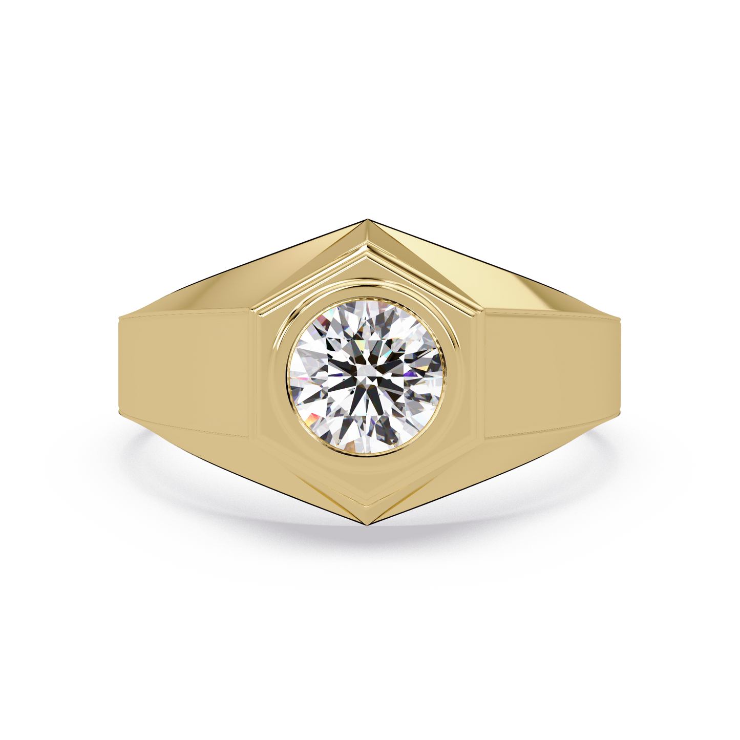 Minimalist Hexagon Lab grown Diamond Solitaire Signet Ring - HIGHCARAT DIAMONDS