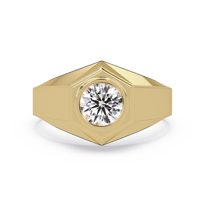 Minimalist Hexagon Lab grown Diamond Solitaire Signet Ring - HIGHCARAT DIAMONDS