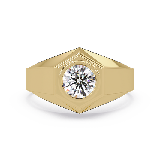 Minimalist Hexagon Lab grown Diamond Solitaire Signet Ring - HIGHCARAT DIAMONDS