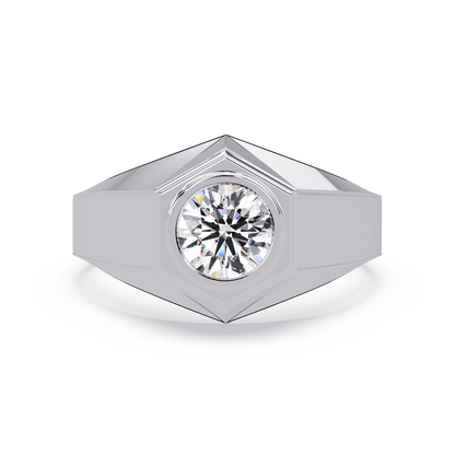 Minimalist Hexagon Lab grown Diamond Solitaire Signet Ring - HIGHCARAT DIAMONDS