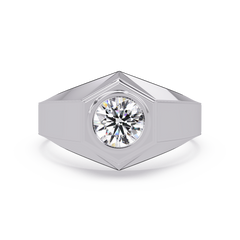 Minimalist Hexagon Lab grown Diamond Solitaire Signet Ring - HIGHCARAT DIAMONDS
