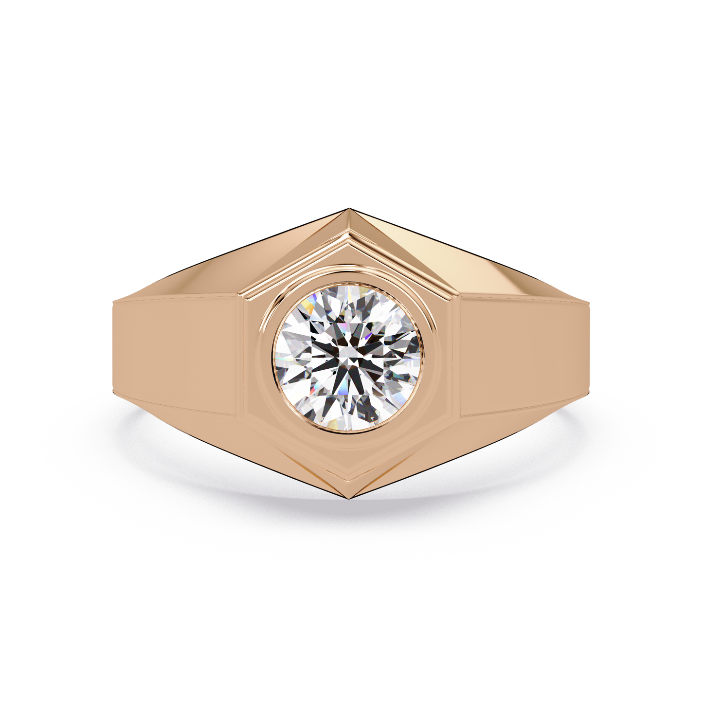 Minimalist Hexagon Lab grown Diamond Solitaire Signet Ring - HIGHCARAT DIAMONDS