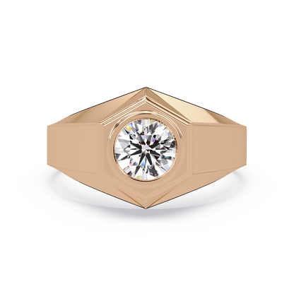 Minimalist Hexagon Lab grown Diamond Solitaire Signet Ring - HIGHCARAT DIAMONDS