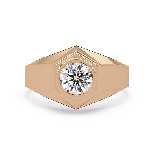 Minimalist Hexagon Lab grown Diamond Solitaire Signet Ring - HIGHCARAT DIAMONDS
