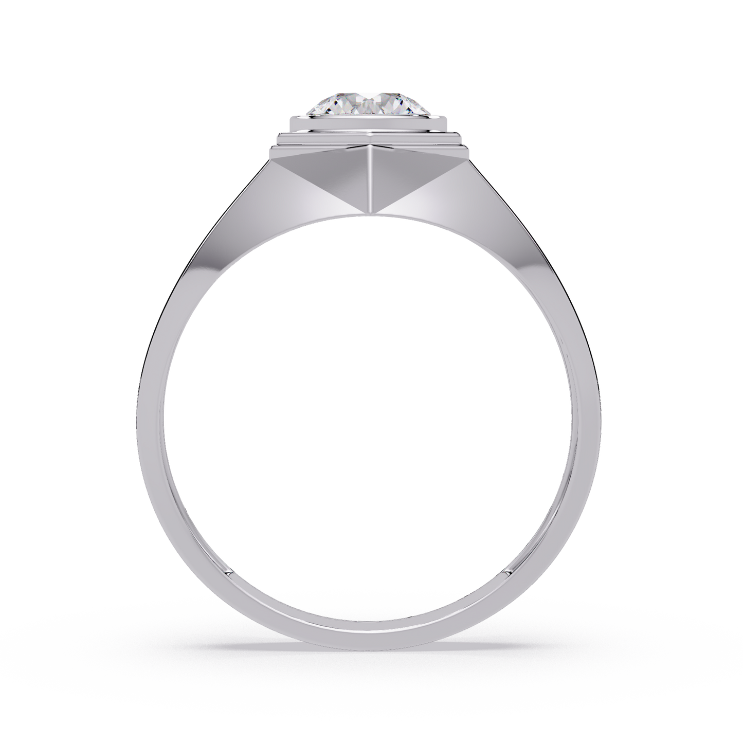 Minimalist Hexagon Lab grown Diamond Solitaire Signet Ring - HIGHCARAT DIAMONDS