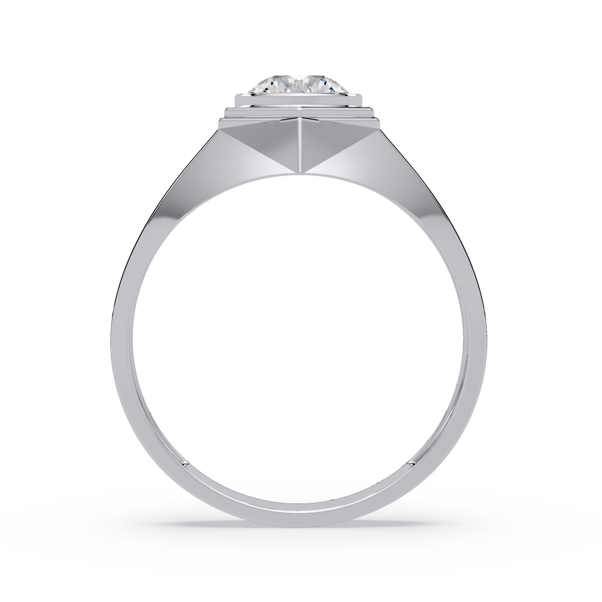Minimalist Hexagon Lab grown Diamond Solitaire Signet Ring - HIGHCARAT DIAMONDS