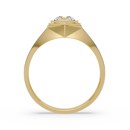 Minimalist Hexagon Lab grown Diamond Solitaire Signet Ring - HIGHCARAT DIAMONDS