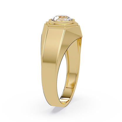 Minimalist Hexagon Lab grown Diamond Solitaire Signet Ring - HIGHCARAT DIAMONDS