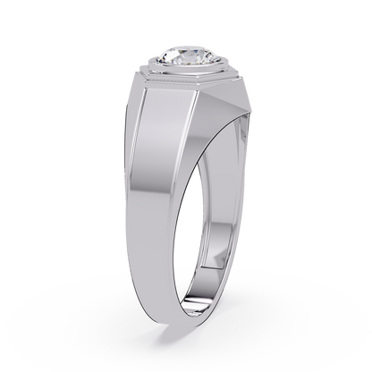 Minimalist Hexagon Lab grown Diamond Solitaire Signet Ring - HIGHCARAT DIAMONDS