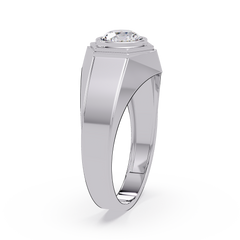 Minimalist Hexagon Lab grown Diamond Solitaire Signet Ring - HIGHCARAT DIAMONDS