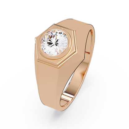 Minimalist Hexagon Lab grown Diamond Solitaire Signet Ring - HIGHCARAT DIAMONDS