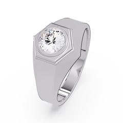 Minimalist Hexagon Lab grown Diamond Solitaire Signet Ring - HIGHCARAT DIAMONDS