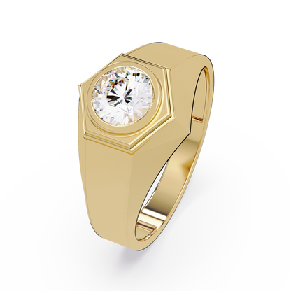 Minimalist Hexagon Lab grown Diamond Solitaire Signet Ring - HIGHCARAT DIAMONDS