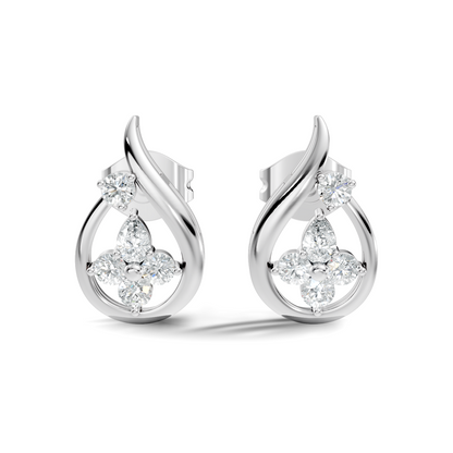 Minimalist Pear Or Round Cut Diamond Stud Earring Vintage  Affordable Stud Earring Gift For Women's In 18K Solid yellow Gold - HIGHCARAT DIAMONDS