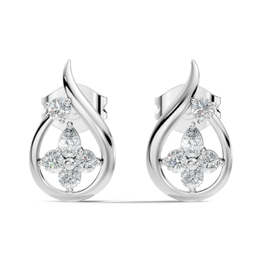 Minimalist Pear Or Round Cut Diamond Stud Earring Vintage  Affordable Stud Earring Gift For Women's In 18K Solid yellow Gold - HIGHCARAT DIAMONDS