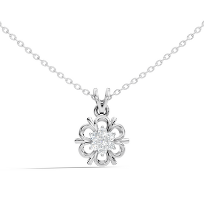 Minimalist Round Cut Diamond Pendant in 14K White Gold Anniversary Gift for Her
