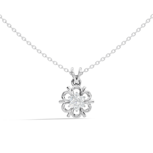 Minimalist Round Cut Diamond Pendant in 14K White Gold Anniversary Gift for Her