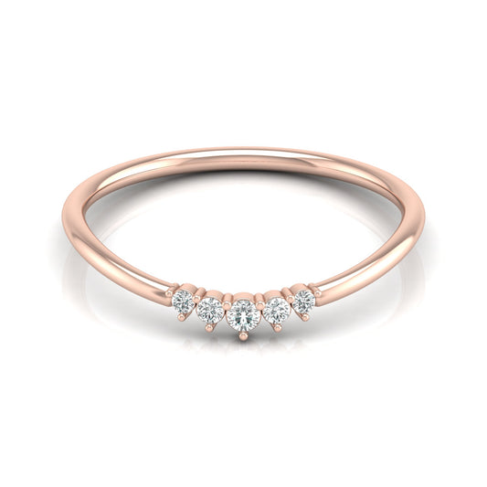 Minimalist Round Cut Diamond Ring Stunning Bridal Band Ring Set in 14 KT Solid Gold - HIGHCARAT DIAMONDS