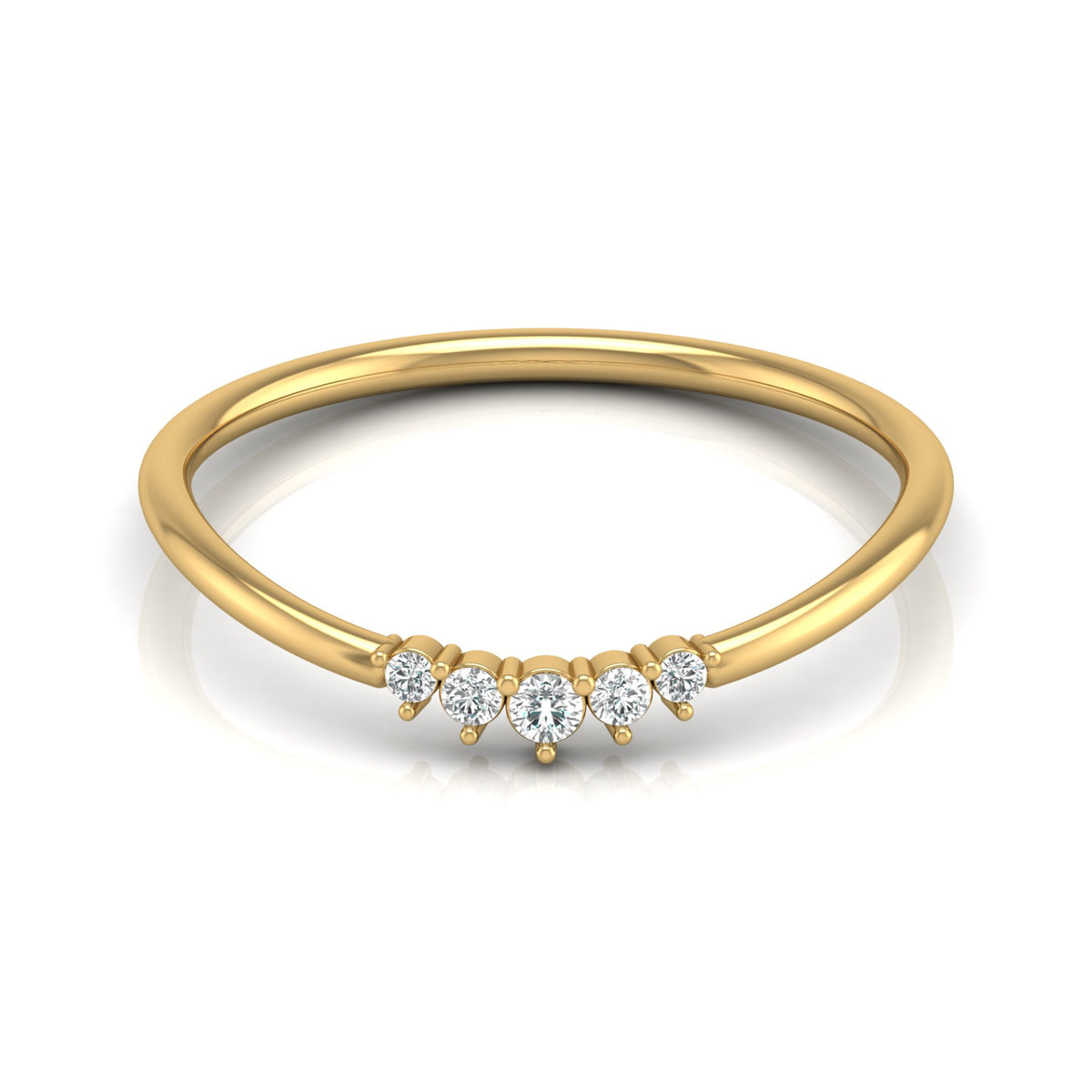 Minimalist Round Cut Diamond Ring Stunning Bridal Band Ring Set in 14 KT Solid Gold - HIGHCARAT DIAMONDS