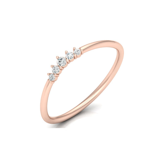 Minimalist Round Cut Diamond Ring Stunning Bridal Band Ring Set in 14 KT Solid Gold - HIGHCARAT DIAMONDS