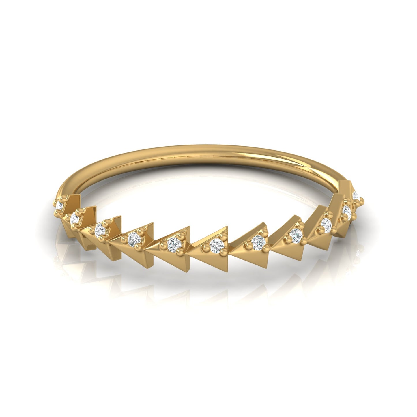 Minimalist Round Cut  Handmade Half Eternity Band Ring Gold labgrown diamond Ecofriendly Band Ring - HIGHCARAT DIAMONDS