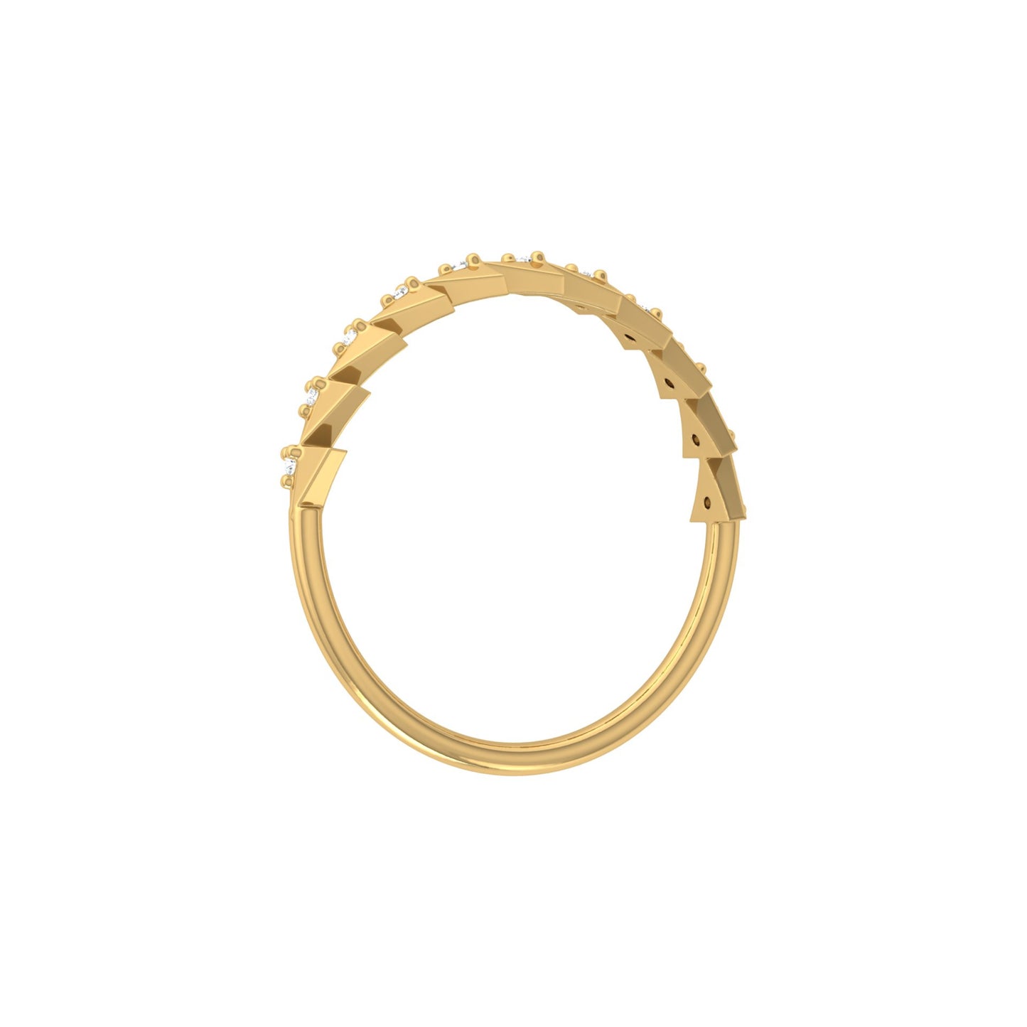 Minimalist Round Cut  Handmade Half Eternity Band Ring Gold labgrown diamond Ecofriendly Band Ring - HIGHCARAT DIAMONDS