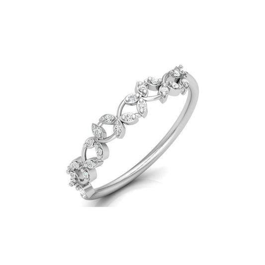 Minimalist  Round Diamond Leaf Ring Band  Nature-Inspired Dainty Band In 14K Solid Gold - HIGHCARAT DIAMONDS