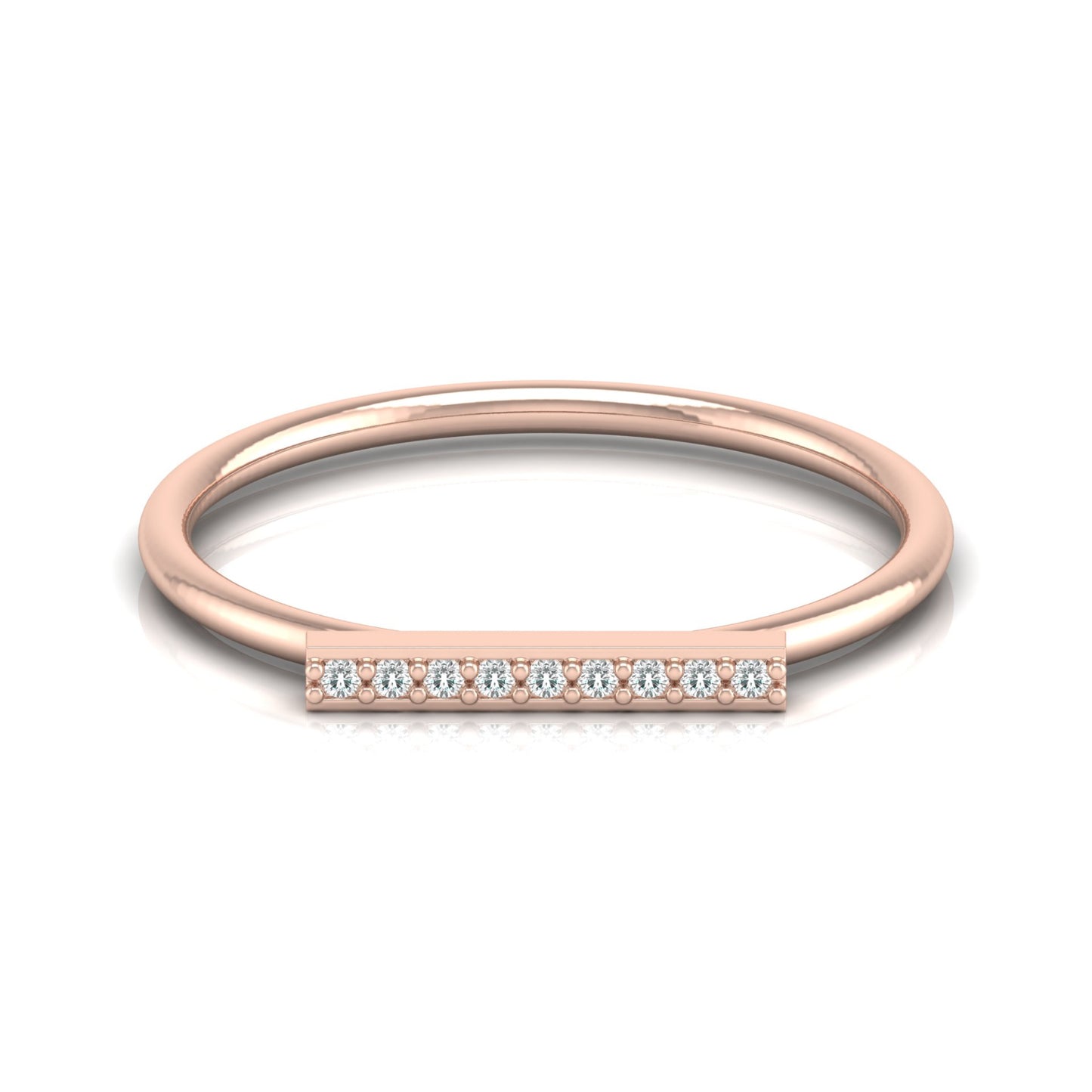 Minimalist Round Diamond Stackable Band Ring Elegant Gift for Women's In 18K Solid Gold