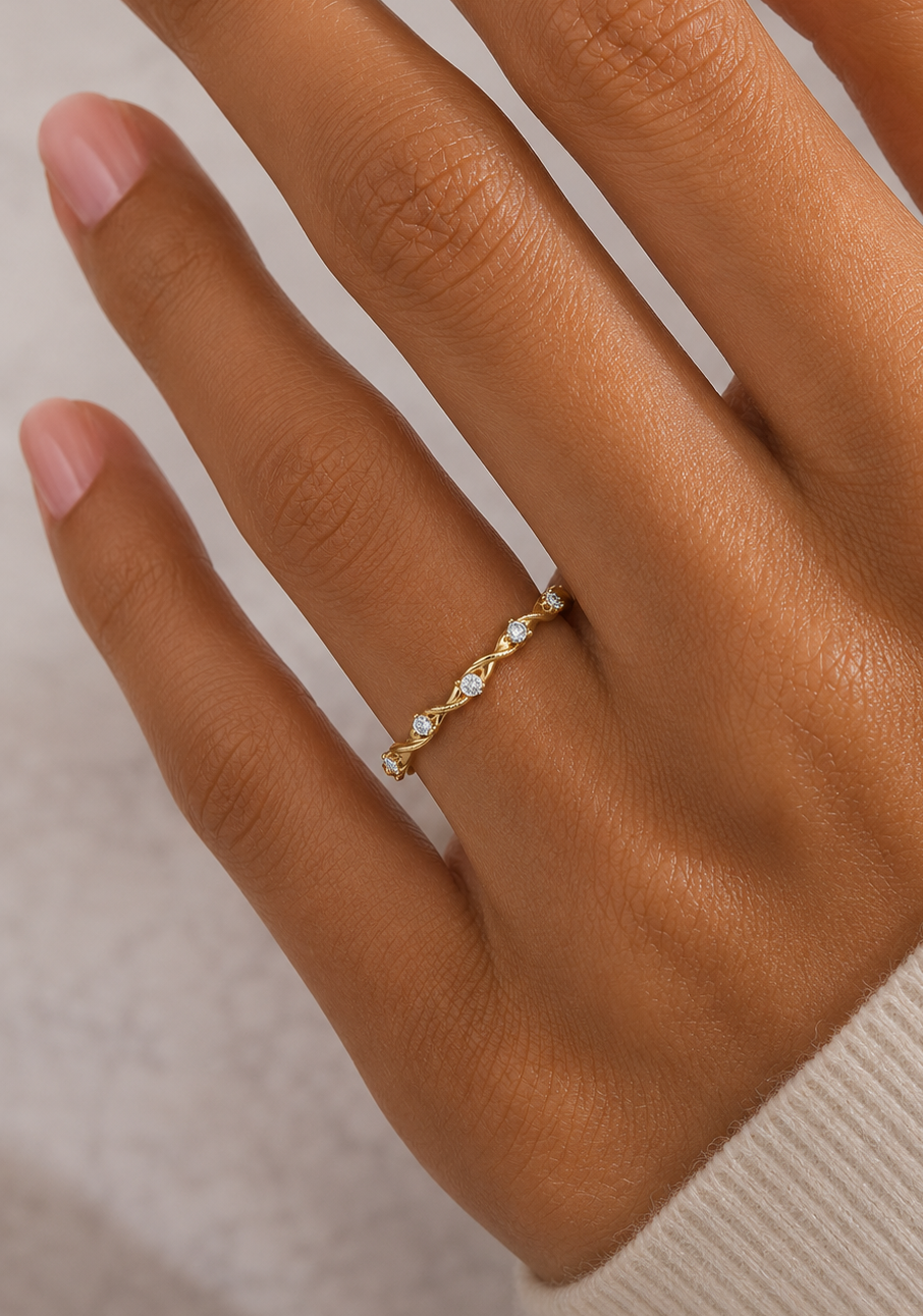 Minimalist Round Lab Or Natural Diamond Band Ring In 14 KT Solid Gold Ecofriendly gift For Women's - HIGHCARAT DIAMONDS