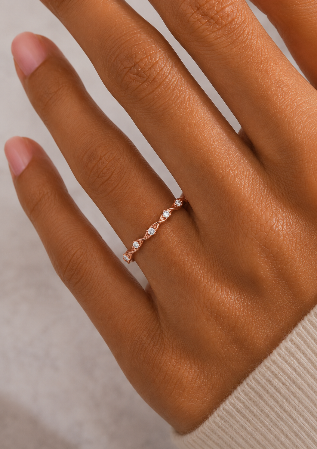 Minimalist Round Lab Or Natural Diamond Band Ring In 14 KT Solid Gold Ecofriendly gift For Women's - HIGHCARAT DIAMONDS