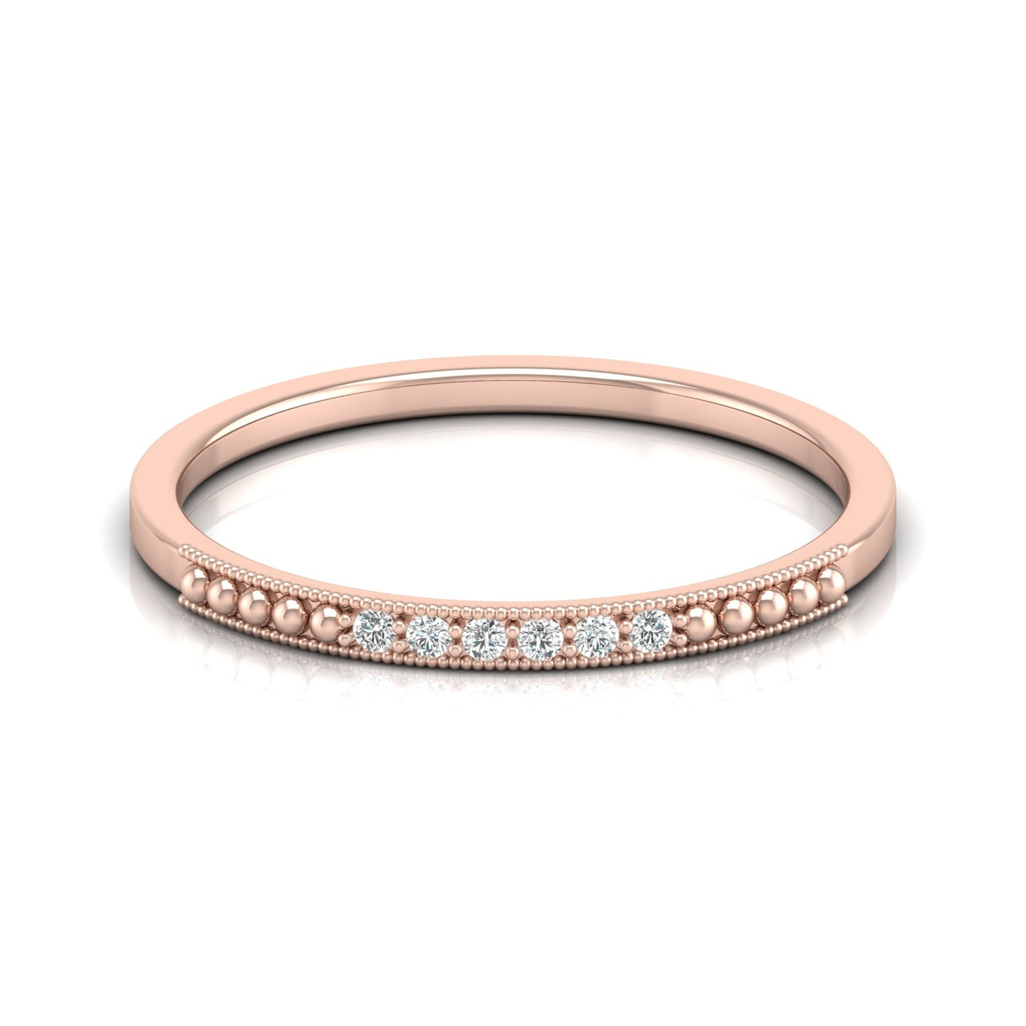 Minimalist Round Shaped Diamond Wedding Band Ring In 18K Solid Gold For Women's - HIGHCARAT DIAMONDS