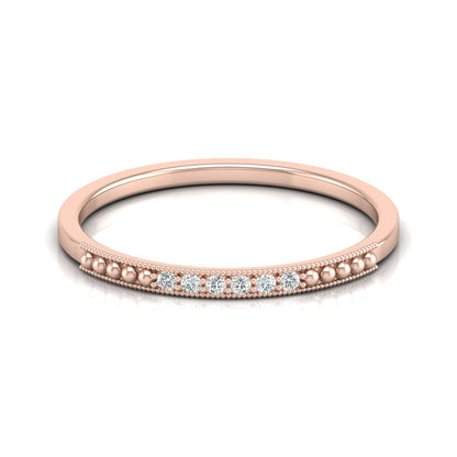 Minimalist Round Shaped Diamond Wedding Band Ring In 18K Solid Gold For Women's - HIGHCARAT DIAMONDS