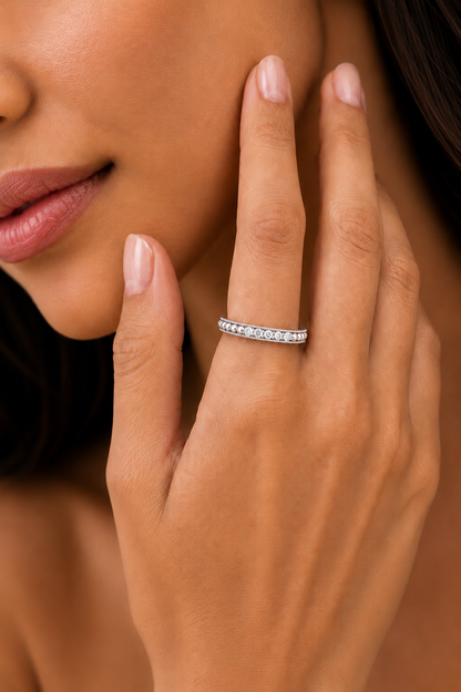 Minimalist Round Shaped Diamond Wedding Band Ring In 18K Solid Gold For Women's - HIGHCARAT DIAMONDS