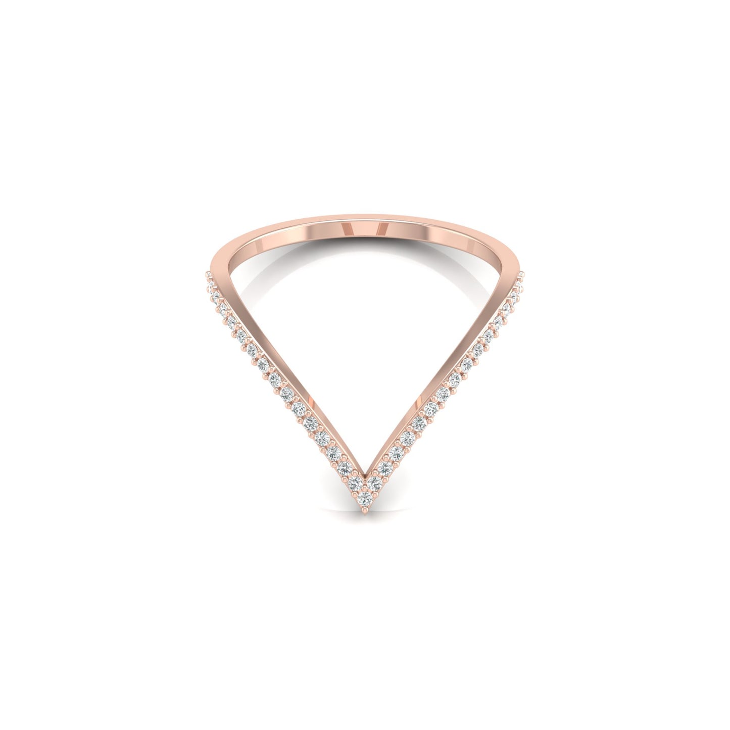 Minimalist V-Shaped Round Diamond Bridal Band Ring For Her In 18K  Gold Lab-Grown or Natural