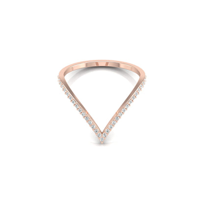 Minimalist V-Shaped Round Diamond Bridal Band Ring For Her In 18K  Gold Lab-Grown or Natural