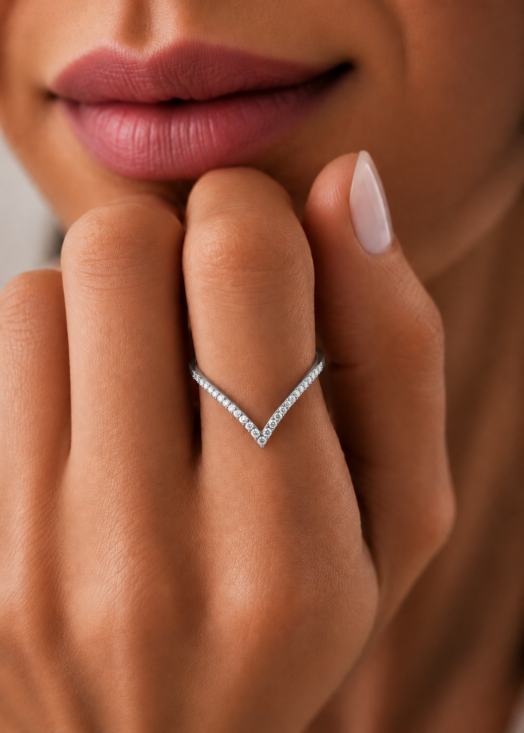 Minimalist V-Shaped Round Diamond Bridal Band Ring For Her In 18K  Gold Lab-Grown or Natural - HIGHCARAT DIAMONDS