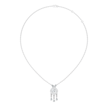 Labgrown Diamond Accent Halo Pendant Necklace With Round Cut in 14k Gold Teardrop Design - HIGHCARAT DIAMONDS