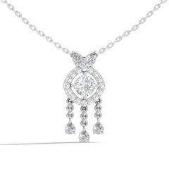 Labgrown Diamond Accent Halo Pendant Necklace With Round Cut in 14k Gold Teardrop Design - HIGHCARAT DIAMONDS