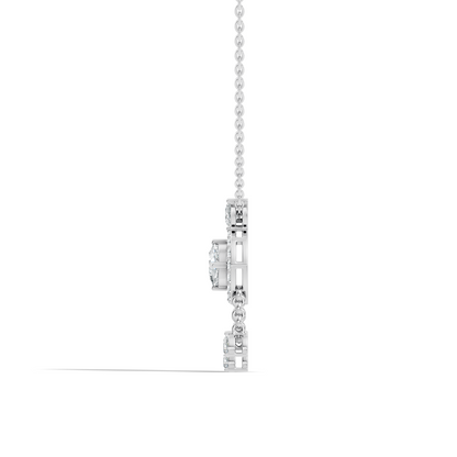 Labgrown Diamond Accent Halo Pendant Necklace With Round Cut in 14k Gold Teardrop Design - HIGHCARAT DIAMONDS