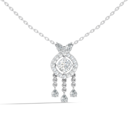 Labgrown Diamond Accent Halo Pendant Necklace With Round Cut in 14k Gold Teardrop Design - HIGHCARAT DIAMONDS