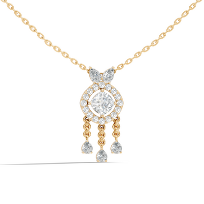 Labgrown Diamond Accent Halo Pendant Necklace With Round Cut in 14k Gold Teardrop Design - HIGHCARAT DIAMONDS