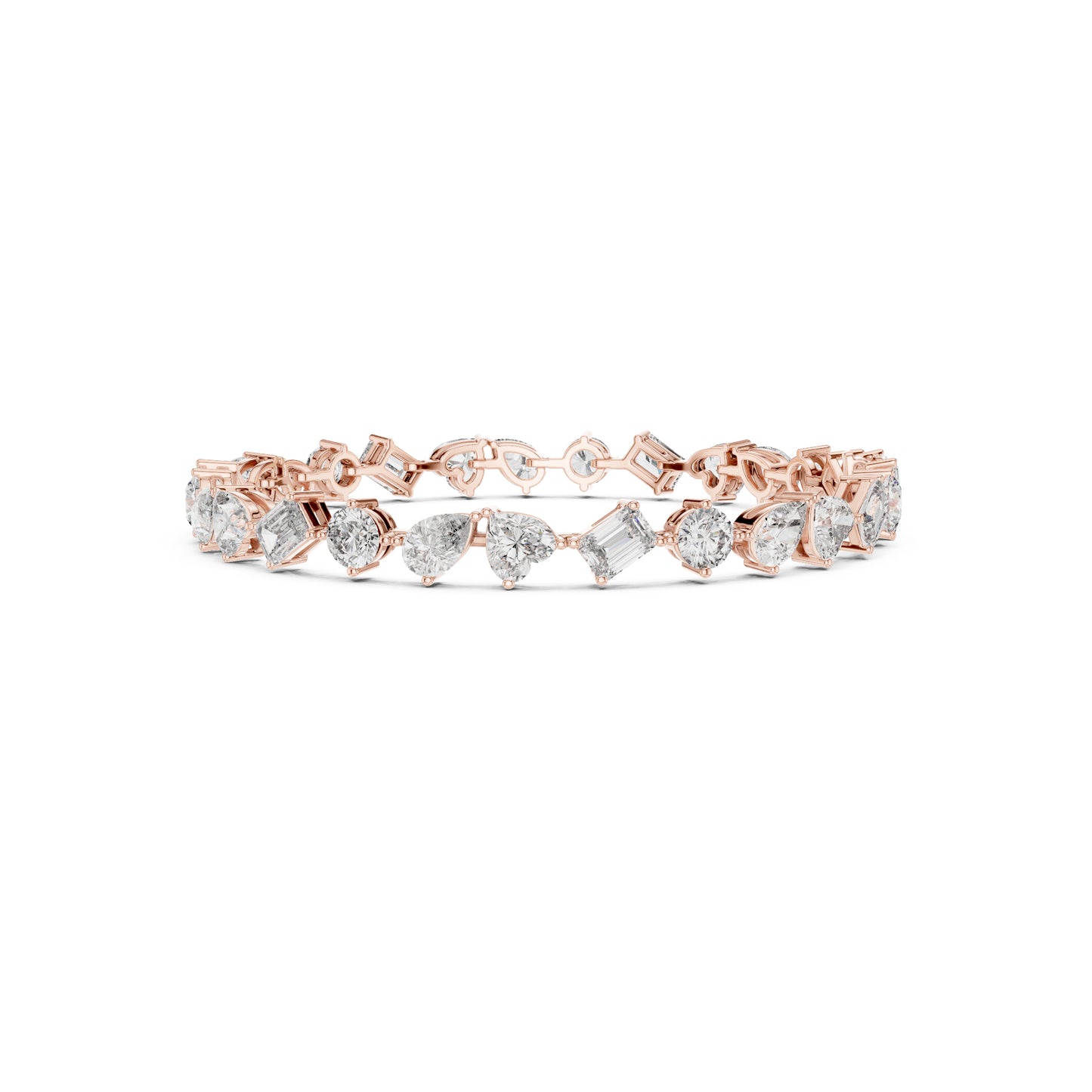 11.72 Ct All Shapes Diamonds 14k Solid Gold Elegant Vintage Classic Tennis Bracelet For Women - HIGHCARAT DIAMONDS