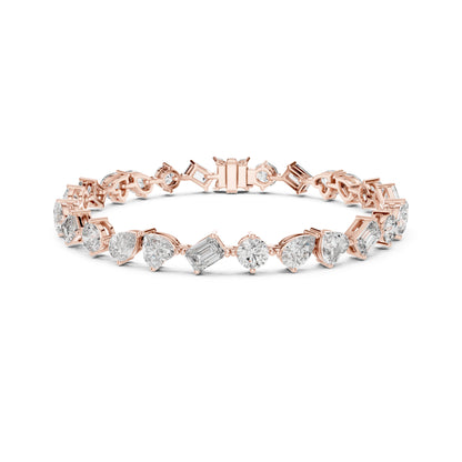 11.72 Ct All Shapes Diamonds 14k Solid Gold Elegant Vintage Classic Tennis Bracelet For Women - HIGHCARAT DIAMONDS