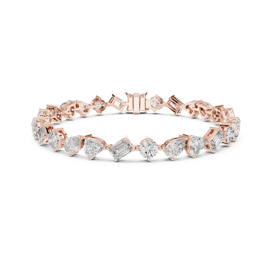 11.72 Ct All Shapes Diamonds 14k Solid Gold Elegant Vintage Classic Tennis Bracelet For Women - HIGHCARAT DIAMONDS
