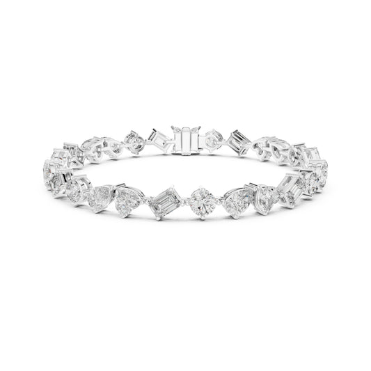 11.72 Ct All Shapes Diamonds 14k Solid Gold Elegant Vintage Classic Tennis Bracelet For Women - HIGHCARAT DIAMONDS
