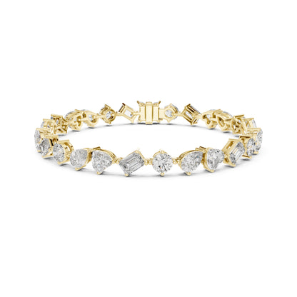 11.72 Ct All Shapes Diamonds 14k Solid Gold Elegant Vintage Classic Tennis Bracelet For Women - HIGHCARAT DIAMONDS