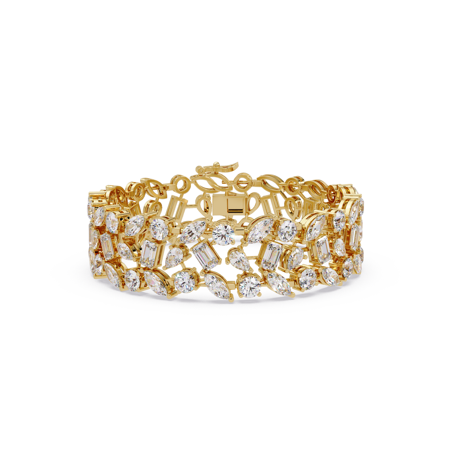 Mixed Shape Lab grown Diamond Wide Bracelet - HIGHCARAT DIAMONDS