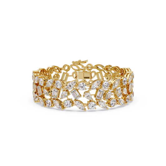 Mixed Shape Lab grown Diamond Wide Bracelet - HIGHCARAT DIAMONDS