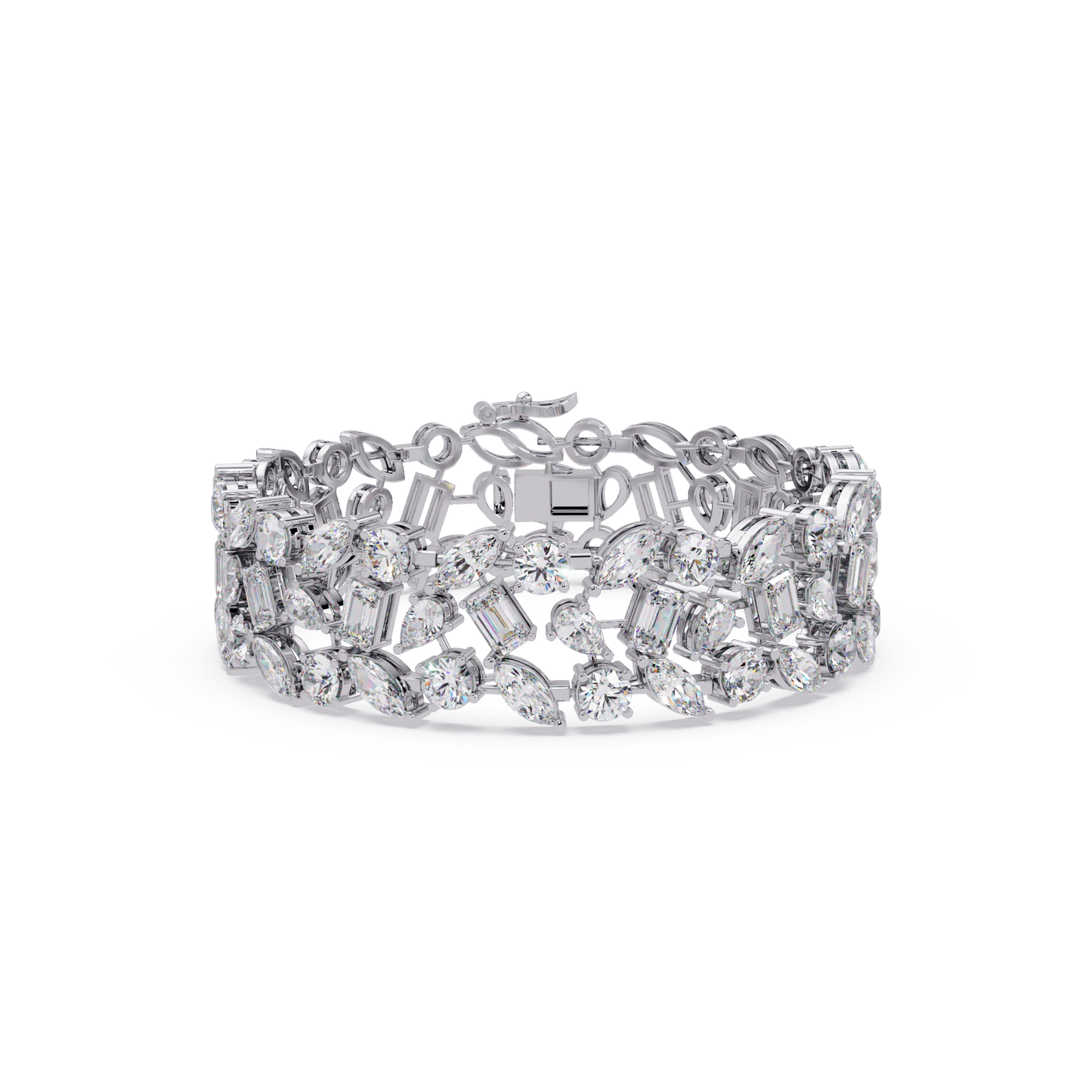 Mixed Shape Lab grown Diamond Wide Bracelet - HIGHCARAT DIAMONDS