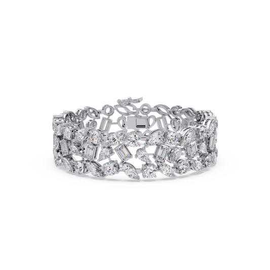 Mixed Shape Lab grown Diamond Wide Bracelet - HIGHCARAT DIAMONDS